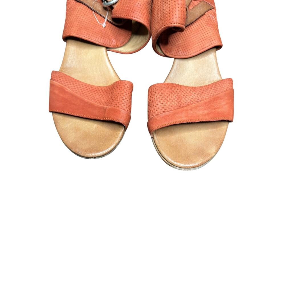 Miz Mooz Orange Buckle Closure Chatham Leather Peep Toe Sandals Size 10 1/2 -11 - Picture 2 of 8